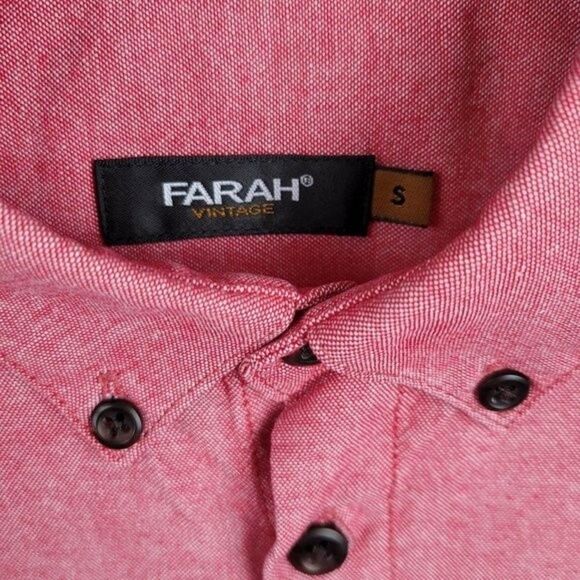 Farah Lexington Chambray Button Down Shirt Short Sleeve Size S - Picture 8 of 9